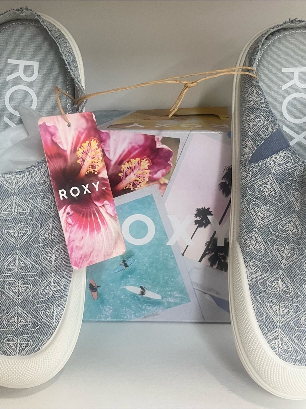 Roxy Light Blue Patterned Slip-On Sneakers - Picture 5 of 6